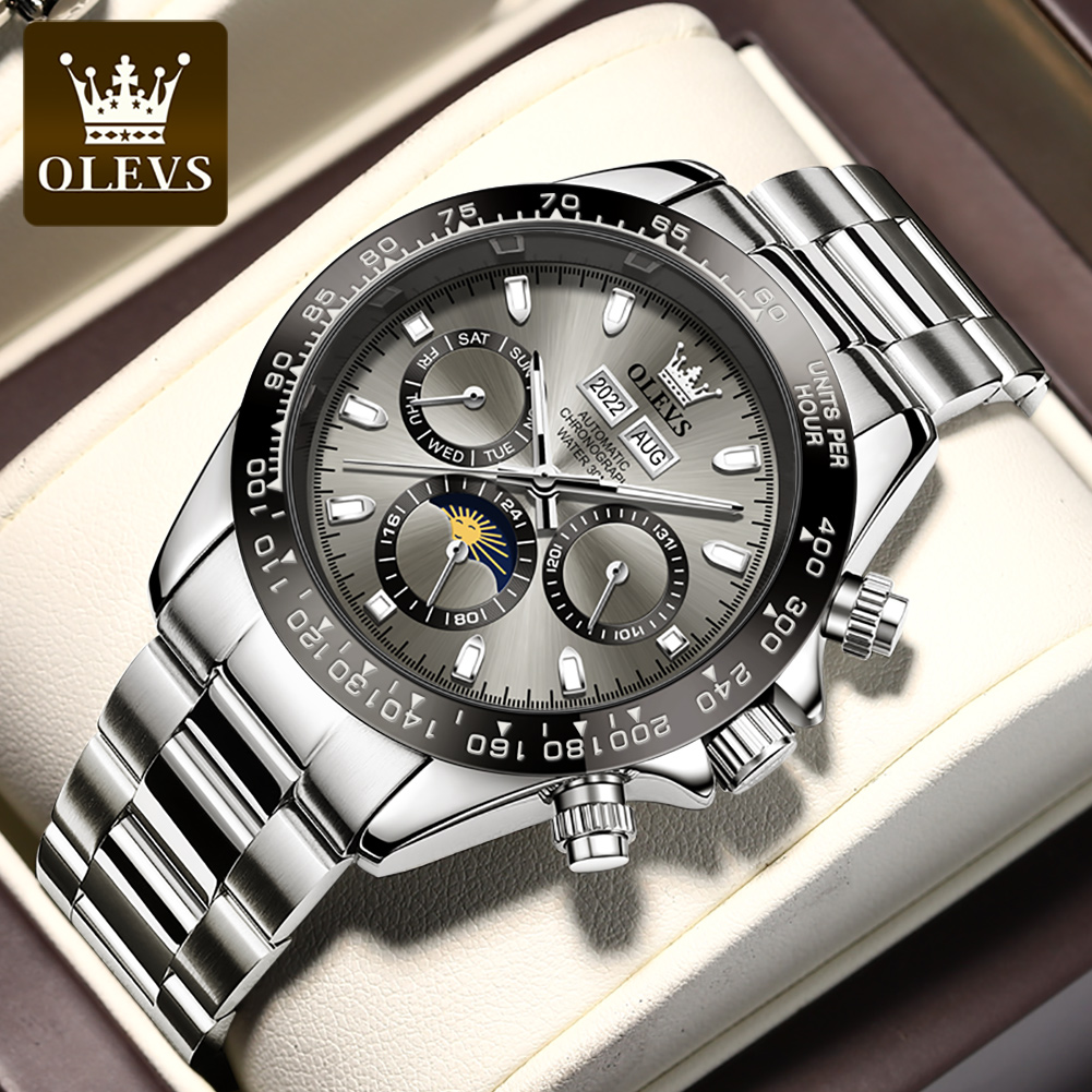 Omega Watch Seamaster - OLEVS 6654 Lüks Erkek Saat Chronograph