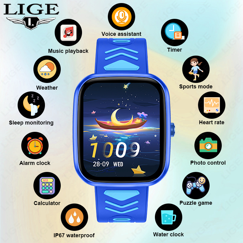 Smartwatch Watches Gift For Boys On Birthday - LIGE Çocuk Akıllı Saati Oyun Su