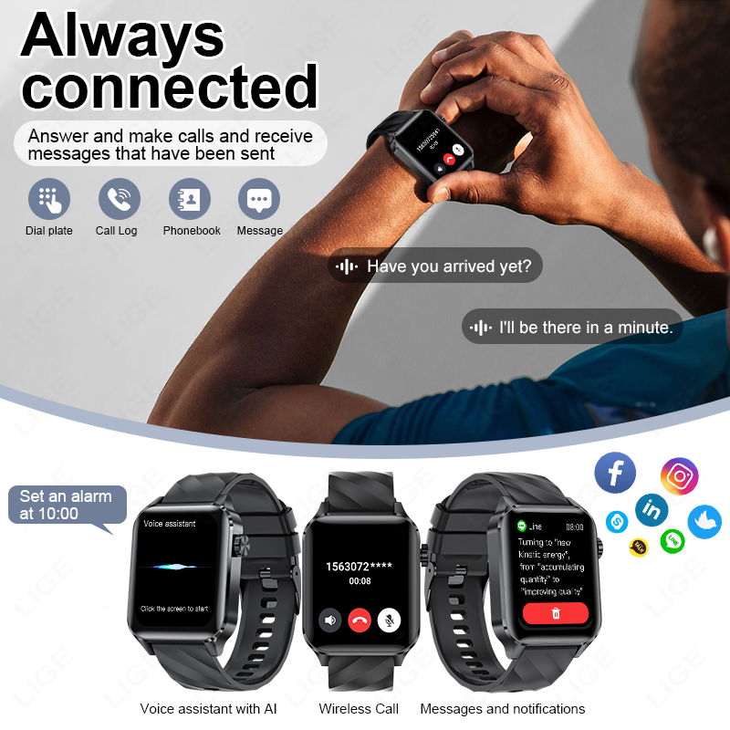 LIGE Yeni Bluetooth Çağrı Akıl - Smartwatch Iphone Watches For Women incelemesi ve fiyatı